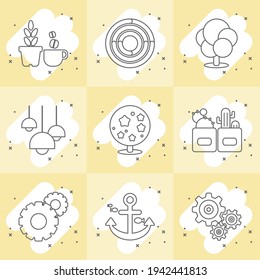 Line icons associated with relaxation and setup.
