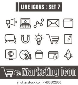 Line icons black set 7. Illustration eps 10 on white background