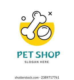 Line icons of bone and ball, pet shop logo