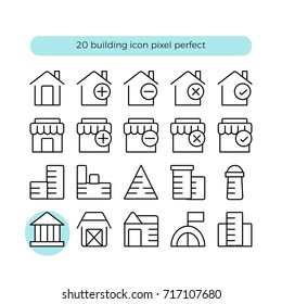 line icons building icon pixel perfect style 32 bit 