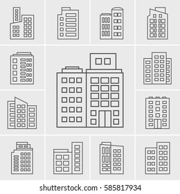 Line Icons Building vector set