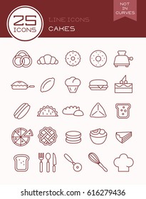 Line icons cakes