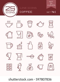 Line icons coffee set