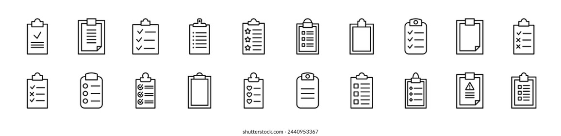 Line Icons collection of clipboard. Editable stroke. Simple linear illustration for web sites, newspapers, articles book