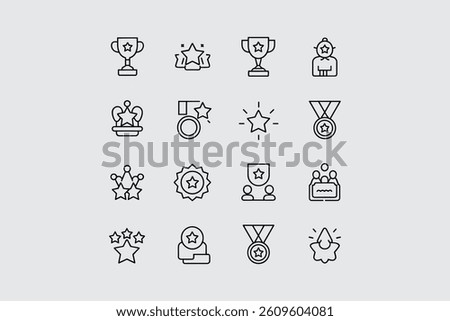 Line Icons Collection Representing Achievement Awards And Recognition Celebration