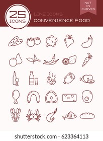 Line icons convenience food