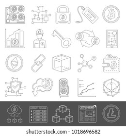 Line Icons - Cryptocurrency Mining