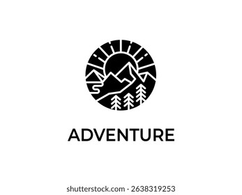 Line icons depicting nature, outdoors, adventure, and scenery in vector form.