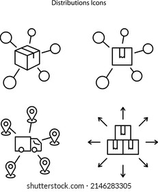 Line-Icons für die Verteilung von Spread-Box Ladungsverteilung einzeln auf weißem Hintergrund für UI, Web, App,