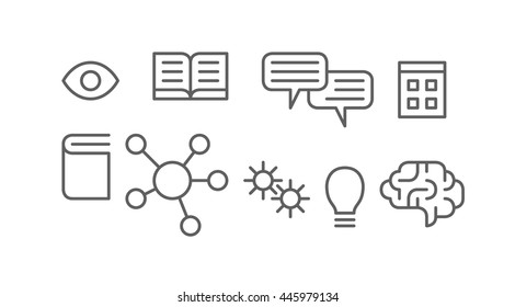 Line icons - Eye, book, calendar, brain, lamp