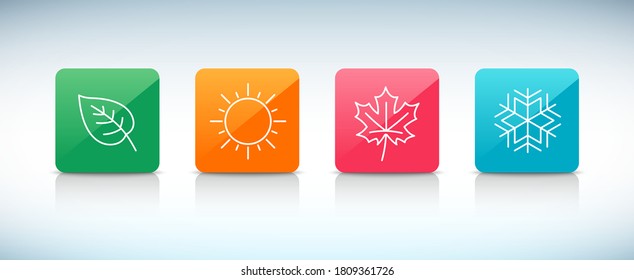 Line icons of four seasons. Vector illustration