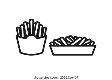 ícones de linha de batatas fritas e batatas fritas