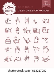 Line icons gestures of hands