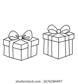 Liniensymbole von Geschenkboxen, Vektorgrafik 