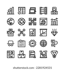 Line Icons Including Analytics, Schedule, Laptop, Server, Sales, Infographic, Internet, Media, Browser, Chart, Typewriter, Affiliate, Bookmark, Seo, Diamond, Spy, Keyword, Optimization, Brand