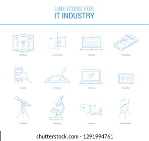 Line icons for IT industry