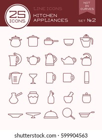 Line icons kitchen appliances set 2