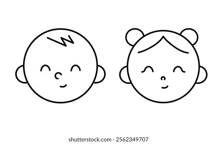 Line icons of male and female. Cute and simple icon set.