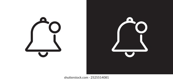 Line icons of New notification, Alarm symbol, incoming message symbol, Subscription alert bell, reminder. Notification icon vector illustration on black and white background. Editable strokes.