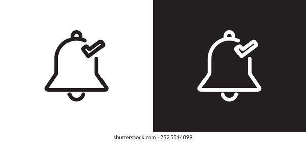 Line icons of Notification activated, Alarm symbol, incoming message symbol, Subscription alert bell, reminder. Notification icon vector illustration on black and white background. Editable strokes.