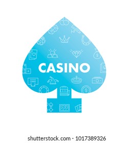  Line icons in peaks shape. Casino pack. Vector illustration with element for gambling 