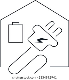 line icons related to energy, electrical energy, electricity. Outline icon collection. Vector illustration. Editable stroke