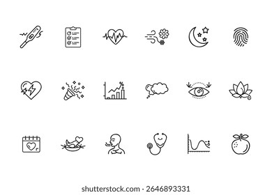 Line icons related to pregnancy fertility health wellness medical symbols Bundle