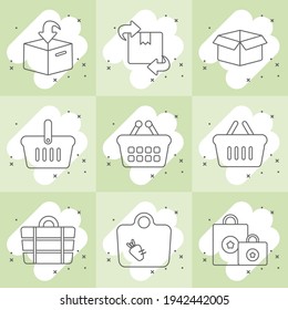 Line icons related to shopping carts and purchases.
