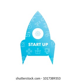 Line icons in rocket shape. Start Up pack. Vector illustration for begin business 
