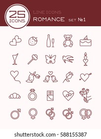 Line icons romance set 1