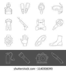 Line Icons - Scuba Diving Equipment