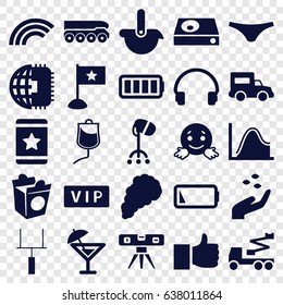 Line icons set. set of 25 line filled icons such as hand with seeds, vip, hair dryer, female underwear, star, crane, level ruler, confused emot, take away food, headset