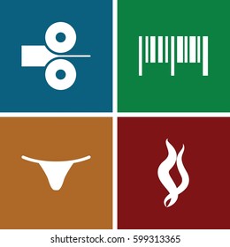 line icons set. Set of 4 line filled icons such as female underwear, smoke, paper press