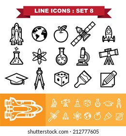 Line icons set 8 .Illustration eps 10 , Elements of this image furnished by NASA