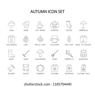 Line icons set. Autumn pack. Vector illustration	