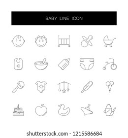 Line icons set. Baby pack. Vector illustration	
