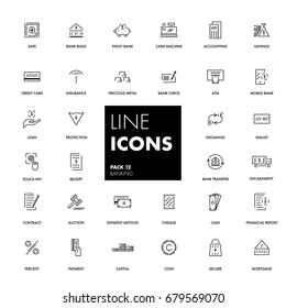 Line icons set. Banking pack. Vector illustration. 