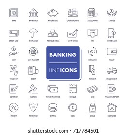 Line icons set. Banking pack. Vector illustration. 