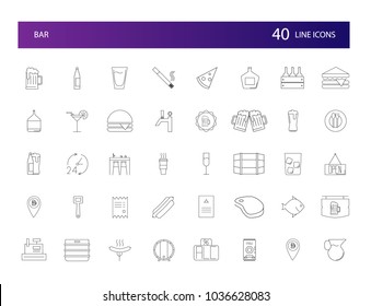 Line icons set. Bar pack. Vector illustration