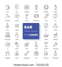 Line icons set. Bar pack. Vector illustration.
