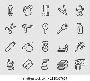 Iconos de línea establecidos para Barber shop