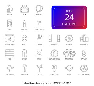 Line icons set. Beer pack. Vector illustration