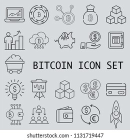 Line icons set. Blockchain pack. Vector illustration. Vector illustration with elements for crypto technology.
