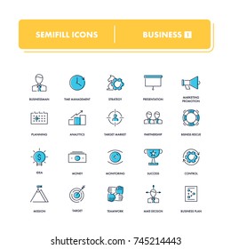 Line icons set. Business 1 pack. Vector illustration for  realisation ideas, start up, making money and teamwork