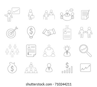 Line icons set. Business and finance icons in modern flat style. Collection for modern infigraphic.