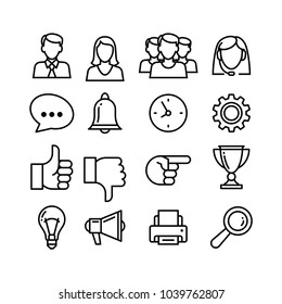 line icons set. For business, management, finance, communication social network affiliate marketing