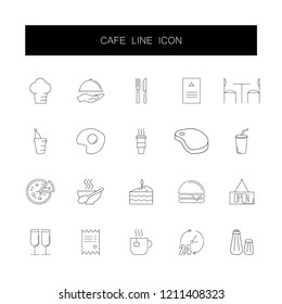 Line icons set. Cafe and restaurant pack. Vector illustration