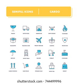 Line icons set. Cargo pack. Vector illustration. 