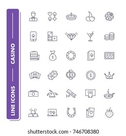 Line icons set. Casino pack. Vector illustration.