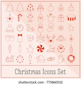Ð¡hristmas Line Icons Set. Christmas Elements and Characters. Vector Illustration.